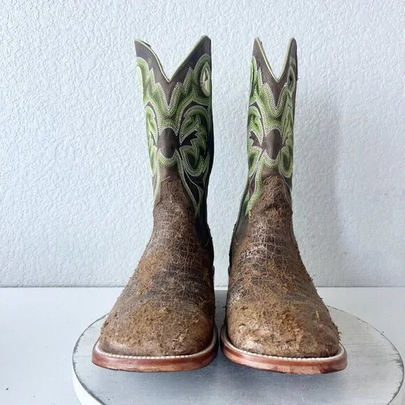 NEW Capitan CHEYENNE Mens Cowboy Boots 11D Western Square Toe Brown Leather Sole